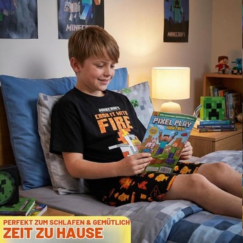 Minecraft pyžamo pro chlapce a teenagery, vícebalení, letní krátký overal na spaní pro děti s