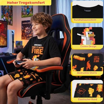 Minecraft pyžamo pro chlapce a teenagery, vícebalení, letní krátký overal na spaní pro děti s