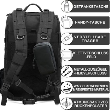 Taktický batoh NWT XPEDITION 40 l, čierny