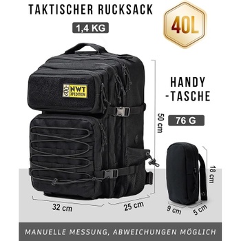 Taktický batoh NWT XPEDITION 40 l, čierny