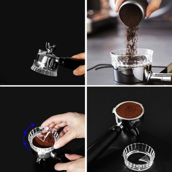 Dávkovací krúžok a rozdeľovač kávy 2v1 pre Moka Express Espresso: Rýchle dávkovanie a stláčanie,