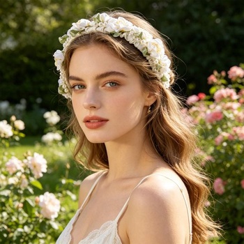 Joycabin 2dielna čelenka s kvetmi pre dirndl, perlová kvetinová ozdoba na hlavu, umelá kvetinová