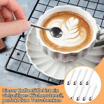 Sada 8 mini lyžičiek na espresso, 7,5 cm, nerezová oceľ 304, malé lyžičky, sada strieborných prémiových