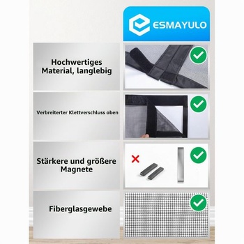 Magnetická sieť proti hmyzu na dvere 60x180 cm, sklolaminátová sieťovina, čierna 60x180 (ŠxV) cm
