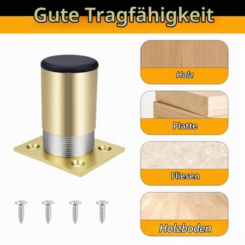 4 KS výškově nastavitelné nábytkové nohy z hliníku, výška 5 cm (zlaté)