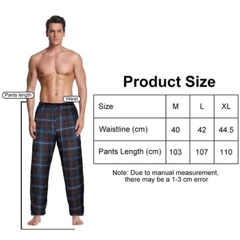 Pánské pyžamové kalhoty AUYAO (jednobarevné/kostkované, M~XL) Modré kostkované L