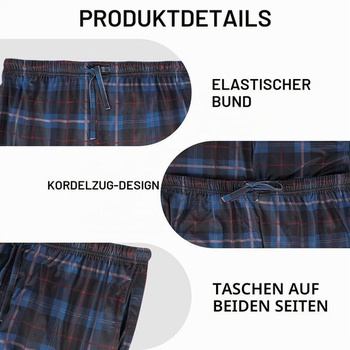 Pánské pyžamové kalhoty AUYAO (jednobarevné/kostkované, M~XL) Modré kostkované L
