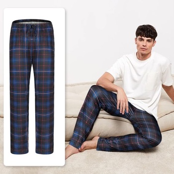 Pánské pyžamové kalhoty AUYAO (jednobarevné/kostkované, M~XL) Modré kostkované L