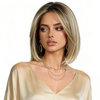 Paruka Bob 35,56 cm, platinová blond s šedými kořínky,…