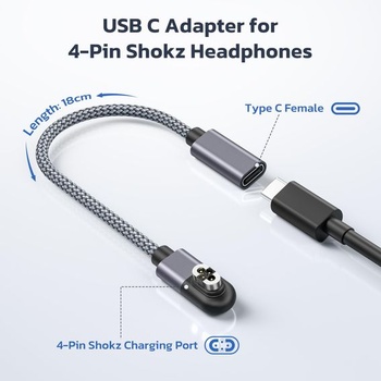 Nabíjací kábel RUXELY USB-C pre slúchadlá Shokz OpenSwim Pro S710, sada 2 kusov