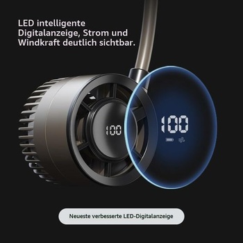 Multifunkčný dobíjací ventilátor na krk s LED displejom, nový prenosný ventilátor pre prácu aj