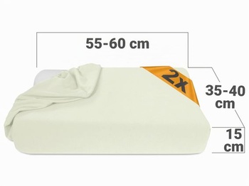 Npluseins 2dielne balenie napínacích prestieradiel s vankúšmi na krk, 35-40 x 55-60 cm, prírodná biela.