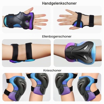 Chrániče kolen YooxArmor pro děti, sada 6 kusů, chrániče na inline brusle pro děti 3-13 let,