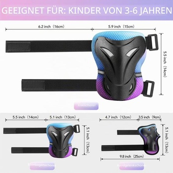 Chrániče kolen YooxArmor pro děti, sada 6 kusů, chrániče na inline brusle pro děti 3-13 let,