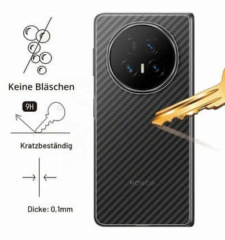 Zadní kryt GIOPUEY kompatibilní s Honor Magic V5, [4 kusy] 0,1mm ultratenký zadní kryt s karbonovým