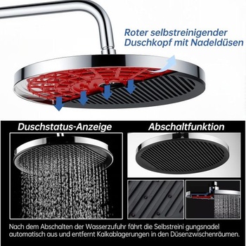 Ronvie 11-palcová samočistiaca sprchová hlavica Rain Shower, pevná sprchová hlavica Rain s tryskami