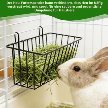 2dílný stojan na seno pro králíky, boxy na seno, držák na seno, černé závěsné krmítko na seno,