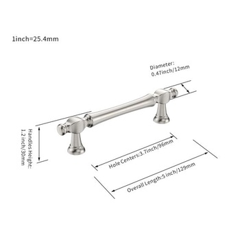 NÁBYTEK 10 úchytek na skříňky, kartáčovaný saténový nikl Úchytka na nábytek s roztečí otvorů 96 mm,