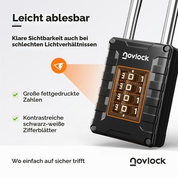Kombinovaný visací zámek s 7 cm dlouhým třmenem z kalené oceli – 4místný kombinační zámek – zámek
