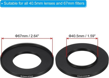 PATIKIL 40,5mm-67mm kovový kroužek s čisticím hadříkem (2 ks, černý) | Adaptérový kroužek na