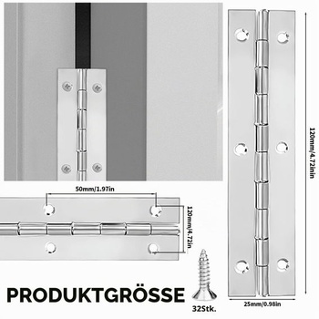 4dílný nerezový klavírní pant, 12cm klavírní pant s 32 šrouby, tyčový pant, klavírní pant, pásek