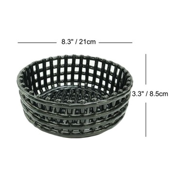Keramický košík na ovoce, bílý, ručně vyrobený mřížkový design, šířka 46,5 cm, moderní dekorativní
