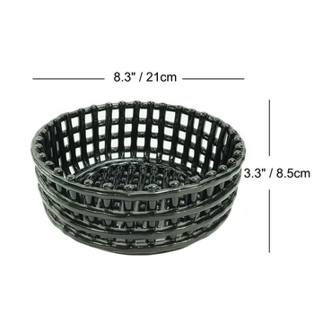 Keramický košík na ovocie, biely, ručne vyrobený mriežkový dizajn, šírka 46,5 cm, moderný dekoratívny