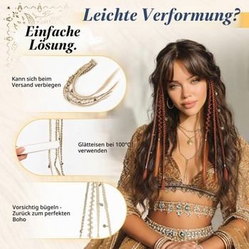 RUWISS Clip-in bohémské copánkové prodlužování, 2 kusy, Clip-in prodlužování vlasů, 40 cm, Ručně