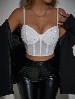 Dámsky trblietavý korzetový top, letný top, sexy krajkový korzet, korzet so špagetovými ramienkami a