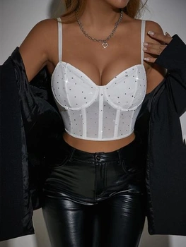 Dámský třpytivý korzetový top, letní top, sexy krajkový korzet, korzet se špagetovými ramínky a