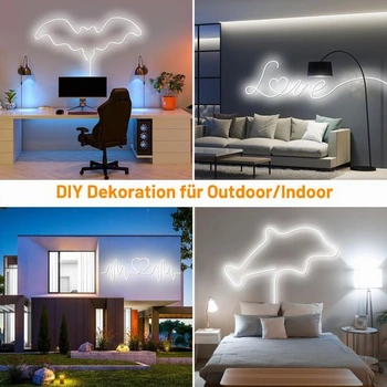 Neonový světelný pásek Cozylady 2m, studená bílá, 120 LED diod/m, CRI>90, stmívatelný 5V světelný