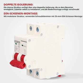 Miniatúrny istič 1000V DC 16A 2P na DIN lištu, ochrana proti preťaženiu pre domácnosti, distribučná