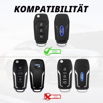 Pouzdro na klíče pro Ford Fiesta Puma Ka Kuga Focus Ecosport Edge černá stříbrná