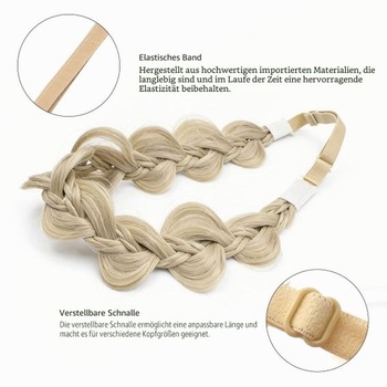 Zapletená čelenka pre ženy, zmiešaná blond, 4 pramene, 1 kus (1 balenie)