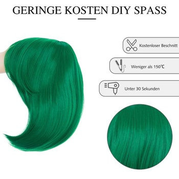 Trávovo zelená parochňa bôb pre ženy s ofinou, rovný strih, pre ženy, karneval, cosplay, trávovo