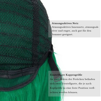 Trávovo zelená parochňa bôb pre ženy s ofinou, rovný strih, pre ženy, karneval, cosplay, trávovo