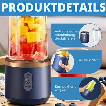 Přenosný mixér, výrobník smoothie 400 ml s digitálním displejem, přenosný elektrický odšťavňovač,