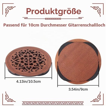 GORGECRAFT 4,1 palcový dřevěný kryt otvoru pro kytaru, eliminátor zpětné vazby, dřevěný snímač,