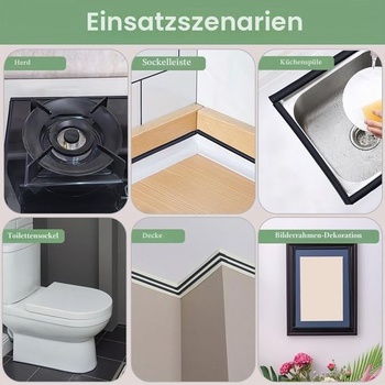 GORGECRAFT 6m těsnicí páska 8mm samolepicí černá pro koupelnové rohy, keramické dlaždice, těsnicí