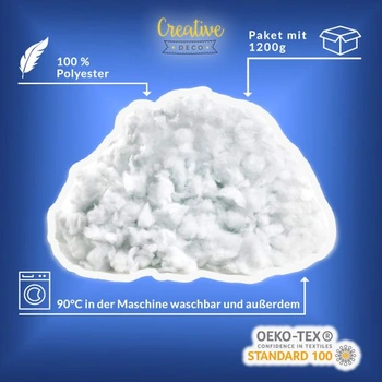 Výplň z vaty Creative Deco 1200 g | Hypoalergenní | Pratelné při 95 °C | Praktický výplňový