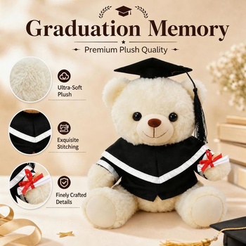 Plyšový medvedík 23 cm - Darčeky na promóciu - Promočný plyšák, biely