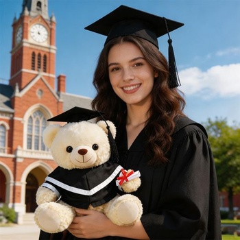 Plyšový medvedík 23 cm - Darčeky na promóciu - Promočný plyšák, biely