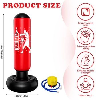 Detské boxovacie vrece 160 cm - Nafukovacie boxovacie vrece s nožnou pumpou - Boxovacie gule pre deti