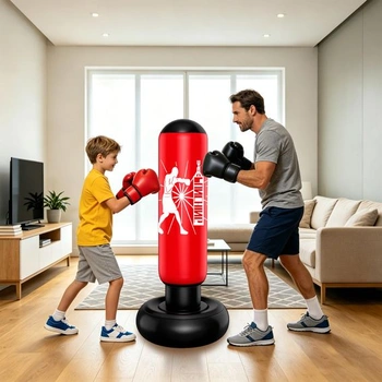 Dětský boxovací pytel 160 cm - Nafukovací boxovací pytel s nožní pumpou - Boxovací koule pro děti
