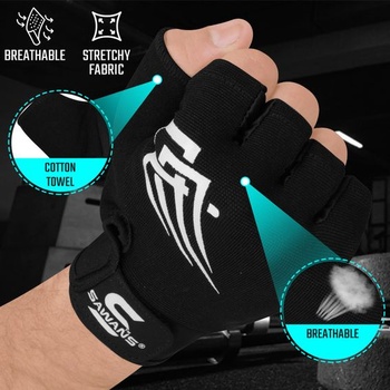 Vzpěračské rukavice SAWANS, Fitness, Cvičení, Polstrovaná ochrana dlaně, Protiskluzový silikonový