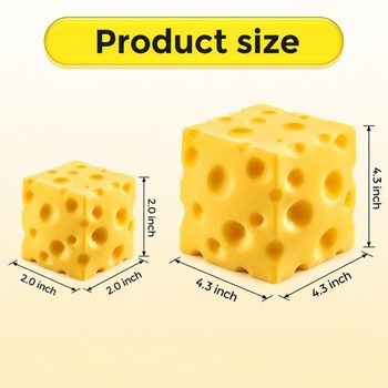 2 XXL antistresové mačkacie hračky so syrom, mačkacie hračky v tvare kocky syra 10 cm a 5 cm, mäkká