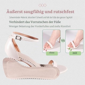Dámské vložky do bot z vepřovicové kůže, 3/4 neviditelné samolepicí barefoot vložky (tmavě kávová