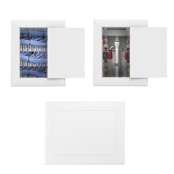 185 x 240 mm, samolepicí revizní panely – bílé, nástěnný kryt otvoru pro vodovodní/elektrické vedení