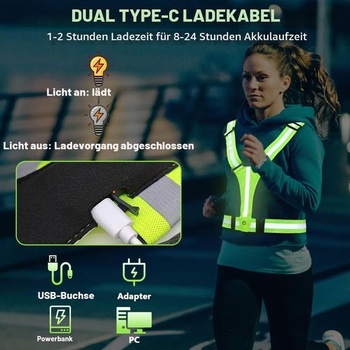Reflexná vesta Ainiv LED, cyklistická reflexná vesta, bežecká vesta, zelená