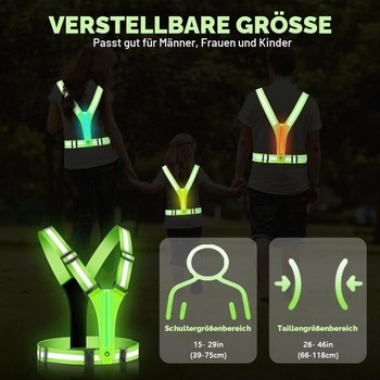 Reflexná vesta Ainiv LED, cyklistická reflexná vesta, bežecká vesta, zelená